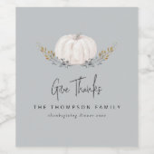 Minimal Country Pumpkin Blätter Erntedank Custom Weinetikett (Einzelnes Label)