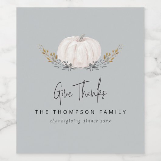 Minimal Country Pumpkin Blätter Erntedank Custom Weinetikett (Einzelnes Label)