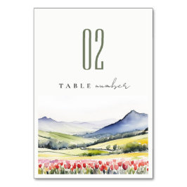 Minimal Country Spring Blumenlandschaft Hochzeit Tischnummer