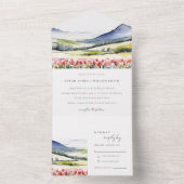 Minimal Country Spring Blumenlandschaft Hochzeiten All In One Einladung (Innen Boden)