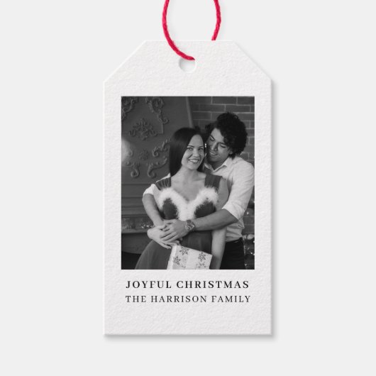 Minimal Couple Christmas Holiday Photo Tag Design Geschenkanhänger (Vorderseite)