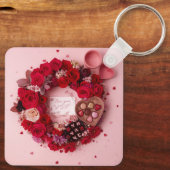 Minimal Couple Silhouette Romantic Valentine Heart Schlüsselanhänger (Rückseite)