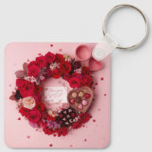 Minimal Couple Silhouette Romantic Valentine Heart Schlüsselanhänger (Rückseite)