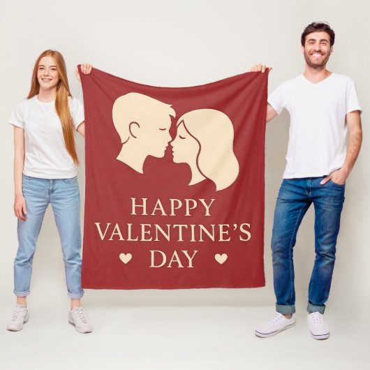 Minimal Couple Silhouette Romantic Valentines Cozy Fleecedecke (Beispiel)