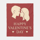 Minimal Couple Silhouette Romantic Valentines Cozy Fleecedecke (Vorderseite)