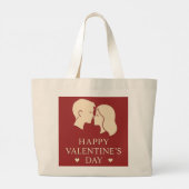 Minimal Couple Silhouette Romantic Valentines Day  Jumbo Stoffbeutel (Rückseite)