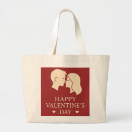 Minimal Couple Silhouette Romantic Valentines Day Jumbo Stoffbeutel