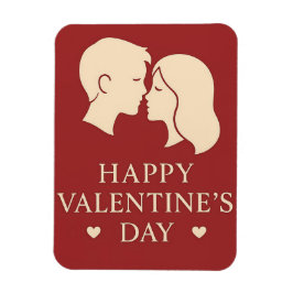 Minimal Couple Silhouette Romantic Valentines Hear Magnet