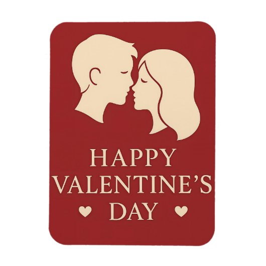 Minimal Couple Silhouette Romantic Valentines Hear Magnet (Vertikal)