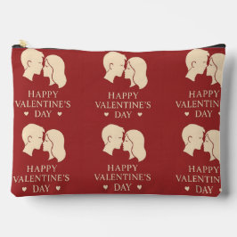 Minimal Couple Silhouette Romantic Valentines Zip Zubehörtasche