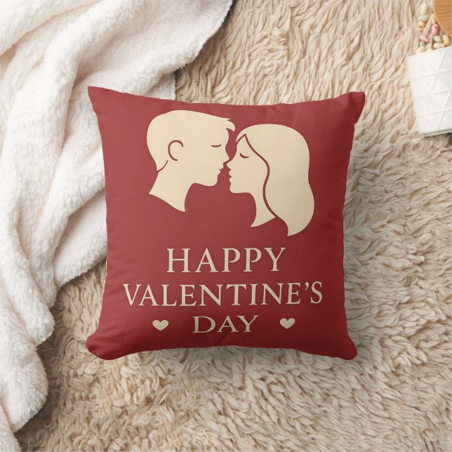 Minimal Couple Silhouette Valentines Decorative Kissen (Decke)