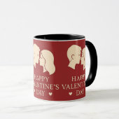 Minimal Couple Silhouette Valentines Romantic Tasse (VorderseiteRechts)