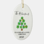 Minimal Covid Weihnachtsbaum Personalisierte Keram Keramik Ornament (Rechts)