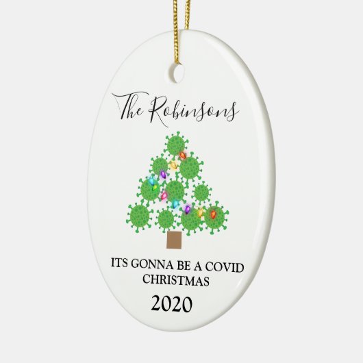 Minimal Covid Weihnachtsbaum Personalisierte Keram Keramik Ornament (Links)