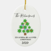 Minimal Covid Weihnachtsbaum Personalisierte Keram Keramik Ornament (Vorne)