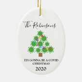 Minimal Covid Weihnachtsbaum Personalisierte Keram Keramik Ornament (Hinten)