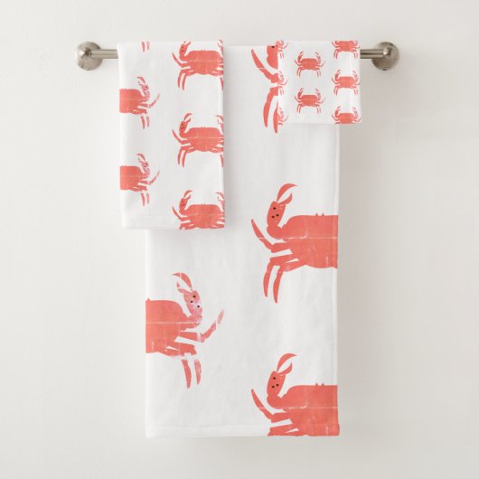 Minimal Crab Ocean Pattern Navy Grunge Badhandtuch Set (Insitu)