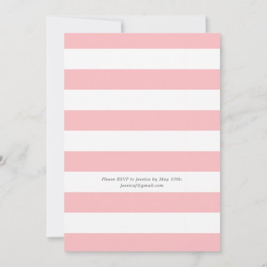 Minimal Crawfish Boil Babydusche | Blush Streifen Einladung (Rückseite)