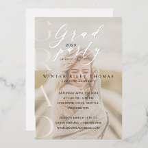 Minimal Cream Foto Grad Party Moderne Kalligraphie