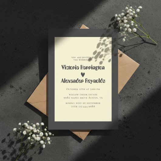 Minimal Cream Typography Wedding Invitation Einladung
