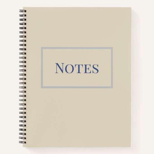 Minimal Creme und Blue Notebook Notizblock (Vorderseite)