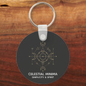 Minimal Crescent Moon & Sun Line Art | Boho Style Schlüsselanhänger (Vorderseite)