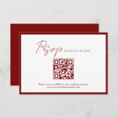 Minimal Crimson Red Border QR Code Wedding Rsvp Begleitkarte (Vorne/Hinten)