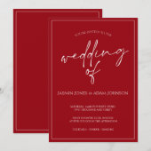 Minimal Crimson Red Script Einladung (Vorne/Hinten)