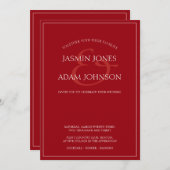 Minimal Crimson Red Script Einladung (Vorne/Hinten)