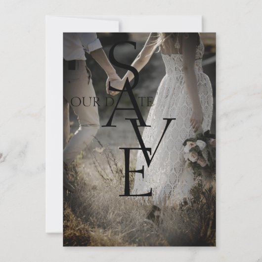 Minimal Crimson Red White Simple Foto Wedding Save The Date (Rückseite)