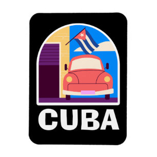 Minimal Cuba Island Vintag Retro Travel Magnet