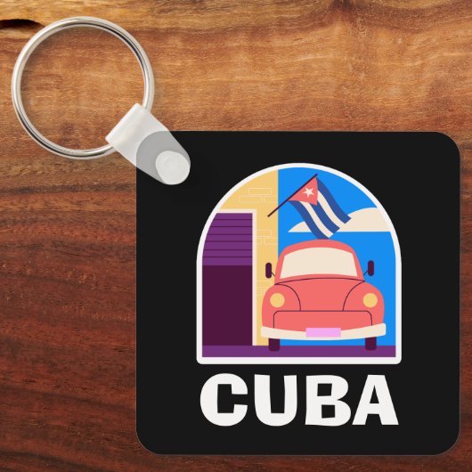 Minimal Cuba Island Vintag Retro Travel Schlüsselanhänger (Vorderseite)