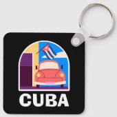 Minimal Cuba Island Vintag Retro Travel Schlüsselanhänger (Rückseite)
