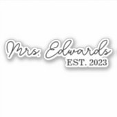 Minimal Cursive Frau Custom Nachname Hochzeitsgesc Aufkleber (Vorderseite)