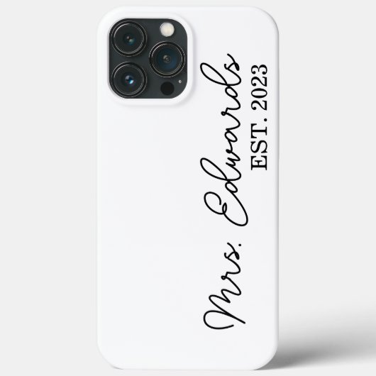 Minimal Cursive Frau Custom Nachname Hochzeitsgesc Case-Mate iPhone Hülle (Rückseite)