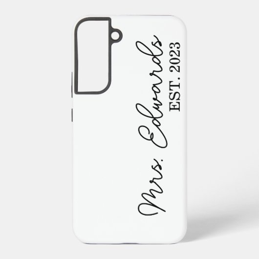 Minimal Cursive Frau Custom Nachname Hochzeitsgesc Samsung Galaxy Hülle (Rückseite)