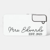 Minimal Cursive Frau Custom Nachname Hochzeitsgesc Samsung Galaxy Hülle (Rückseite (Horizontal))