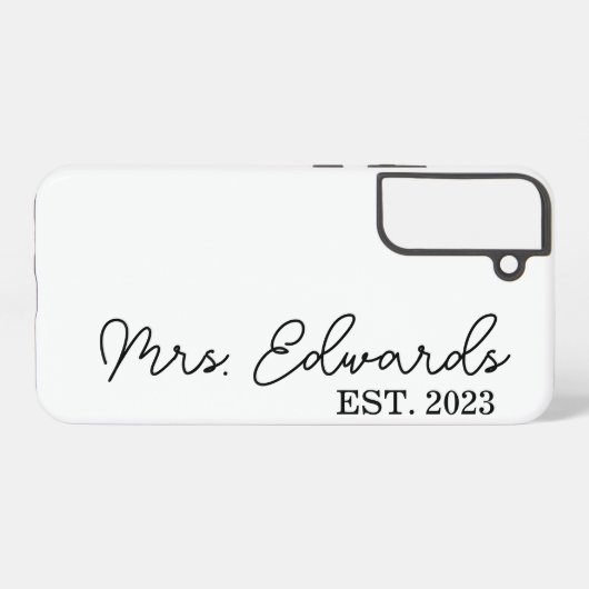 Minimal Cursive Frau Custom Nachname Hochzeitsgesc Samsung Galaxy Hülle (Rückseite (Horizontal))