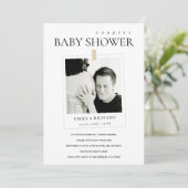 MINIMAL CUSTOM FOTO COUPLES BABY SHOWITE EINLADEN DANKESKARTE (Stehend Vorderseite)