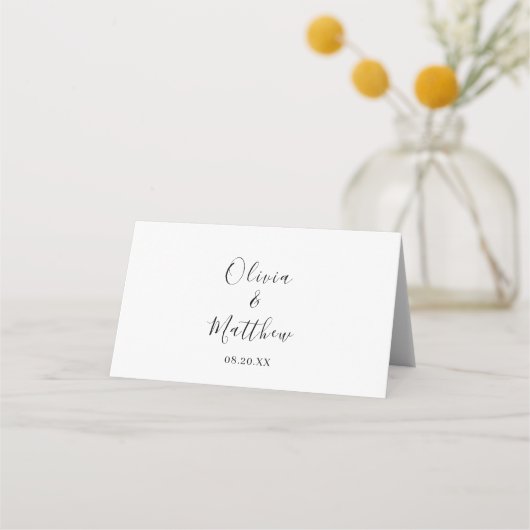 Minimal Custom Guest Name White Wedding Platzkarte (Rückseite)
