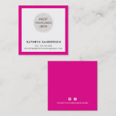 MINIMAL CUSTOM LOGO Moderne schicke, rosa schwarz Quadratische Visitenkarte (Vorne/Hinten)