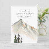 Minimal Custom Mountain Save The Date (Stehend Vorderseite)