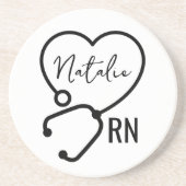 Minimal Custom Nurse Name Stethoscope Herz Getränkeuntersetzer (Vorne)