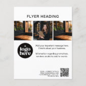 Minimal Custom Photo Logo QR Code Restaurant Flyer (Vorne)