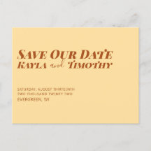 Minimal Custom Save the Date Wedding Postcard