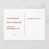 Minimal Custom Save the Date Wedding Postcard Ankündigungspostkarte (Rückseite)
