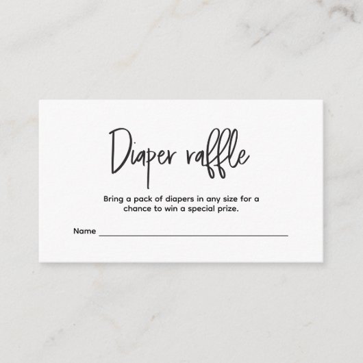 Minimal Custom Simple Diaper Raffle ticket  Begleitkarte (Vorderseite)