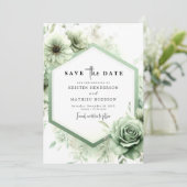 Minimal Custom Typografy Sage Green Wedding Save The Date (Stehend Vorderseite)