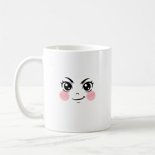 Minimal Cute Anime Face Mug Kaffeetasse (Links)