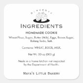 Minimal Cute Cake Logo Bakery Ingredient Product Quadratischer Aufkleber (Vorderseite)
